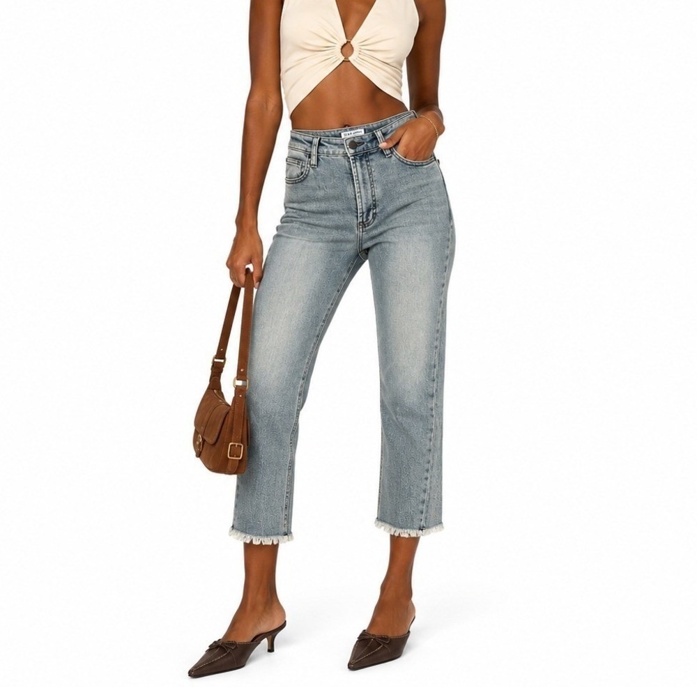 Dear John Light Wash Frankie Crop Straight Leg Jeans Everyday Cool Girl Size 29